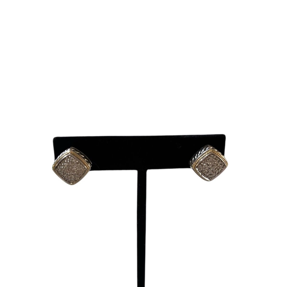 Effy Sterling Silver and
18K Yellow Gold Diamond Square Stud
Earrings - Omega-ba - Picture 4 of 5